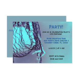 Small Blue Volleyball Birthday Invitation Front View