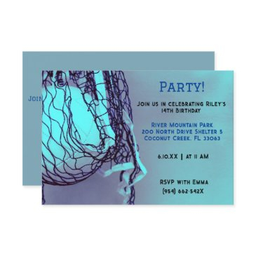blue volleyball birthday invitation