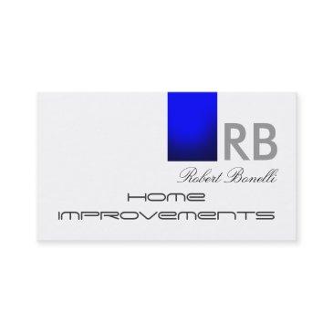 blue white monogram home repairs business invitations