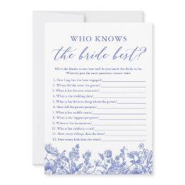 Small Blue Who Knows The Bride Best Bridal Shower Game Invitation Front View