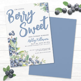 Small Blueberries Berry Sweet Baby Shower Invitation Front View