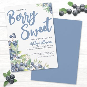 blueberries berry sweet baby shower invitation