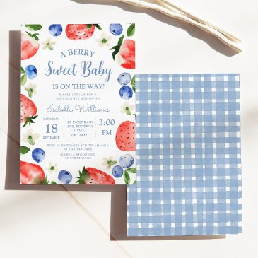 blueberry strawberry berry sweet baby shower invitation