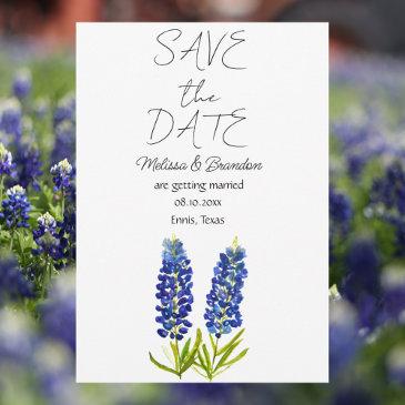 bluebonnets blue floral texas rustic wedding invitation