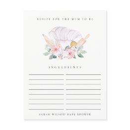 Small Blush Chef Hat Floral Recipe Request Baby Shower Postinvitations Front View