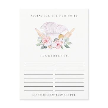 blush chef hat floral recipe request baby shower postinvitations