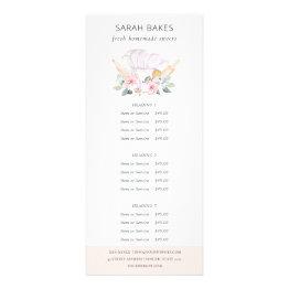 Small Blush Chef Hat Floral Whisk Bakery Service Price Rack Invitations Front View