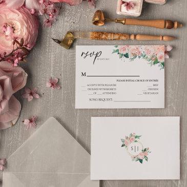 blush floral white wedding song request rsvp invitations