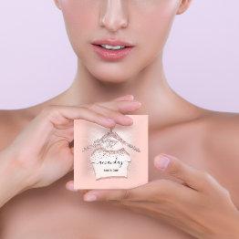 Small Blush Glitter Diamond Fashion Closet Shop Glam Square Business Invitations Front View