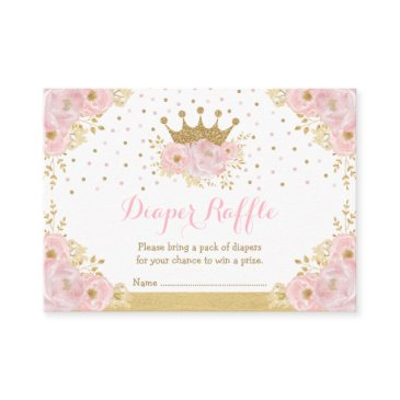 blush gold crown princess baby girl diaper raffle enclosure invitations