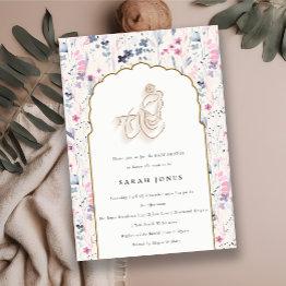 Small Blush Gold Flower Krishna Indian Baby Shower Invitation Front View