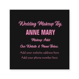 Small Blush Pink Black Wedding Makeup Artist Name Enclosure Invitations Front View