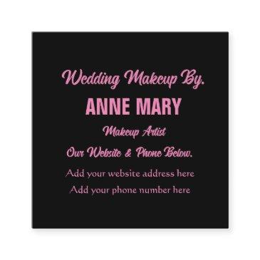 blush pink black wedding makeup artist name enclosure invitations
