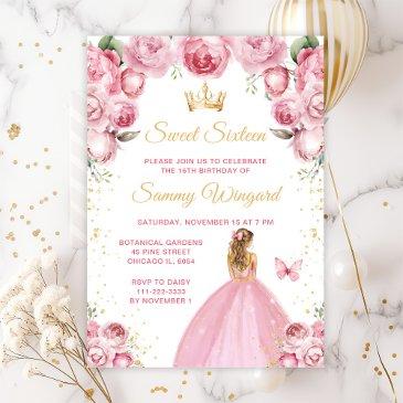 blush pink blonde hair princess sweet sixteen invitation