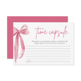 Small Blush Pink Bow Bridal Shower Time Capsule Invitations Front View