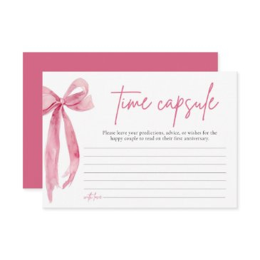 blush pink bow bridal shower time capsule invitations