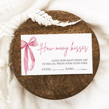 blush pink bow guess how many kisses game enclosure invitations