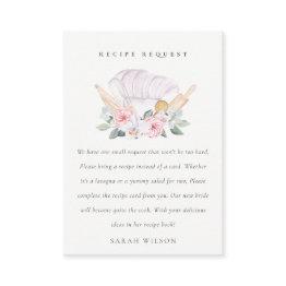 Small Blush Pink Chef Hat Floral Recipe Request Bride Enclosure Invitations Front View