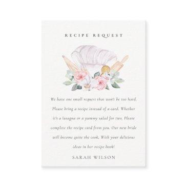 blush pink chef hat floral recipe request bride enclosure invitations