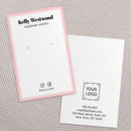 Small Blush Pink Earring Display Logo Social Icon Business Invitations Front View