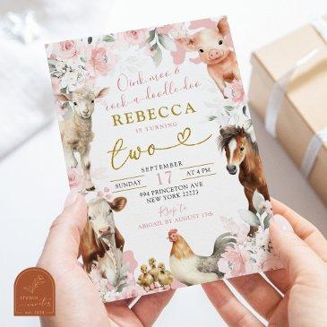 blush pink farm animal baby shower invitation