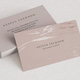Small Blush Pink Faux Rose Gold Classy Personal Stylist Business Invitations Front View