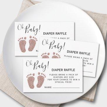 blush pink glitter baby feet diaper raffle enclosure invitations