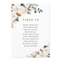 Small Blush Pink Gold Floral Wedding Seating Chart Invitations Front View