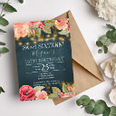 blush pink peach navy gold string lights sweet 16 invitation