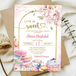 Small Blush Pink Peony Love Is Sweet Bridal Shower Invitation Front View