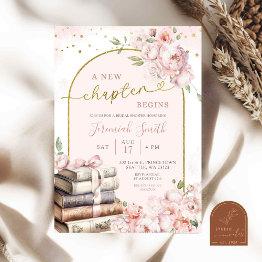 Small Blush Pink Peony Storybook Theme Bridal Shower Invitation Front View