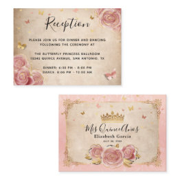 Small Blush Pink Rose And Gold Elegant Enclosure Invitations Front View