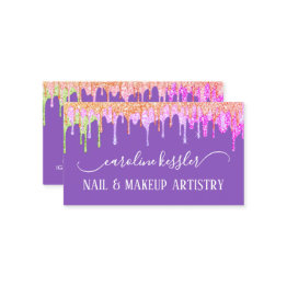 Small Blush Pink Rose Gold Lime Green Glitter Sparkle Business Invitations Front View