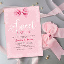 blush pink vintage bow sweet sixteen birthday invitation
