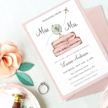 blush suitcases travel from miss to mrs invitation