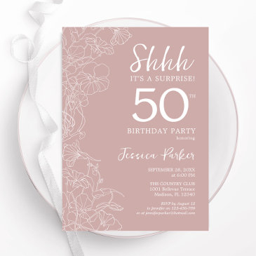 blush surprise 50th birthday invitation
