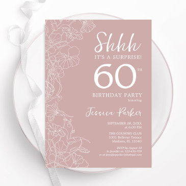 blush surprise 60th birthday invitation
