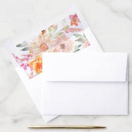 Small Blush & Teal Spring Flowers Baby Shower Envelope Liner Front View