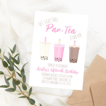 boba tea birthday party invitation milk tea invite