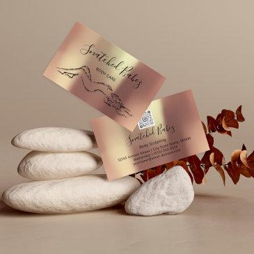 body care sculpting qrcode black rose modern business invitations