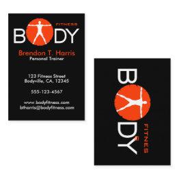 Small Body Madness Black Orange Large Personal Trainer Business Invitations Front View
