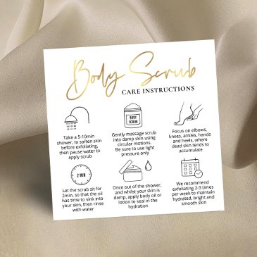 body scrub application guide white & gold logo square business invitations