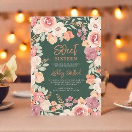 Small Bohemian Chic Orange Painted Fall Sweet 16 Invitation Front View