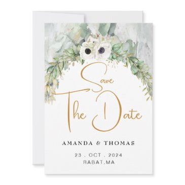 bohemian lush greenery arch summer garden gold save the date