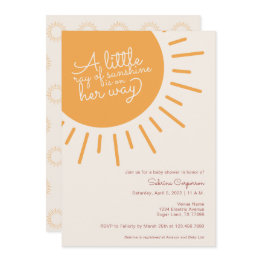 Small Boho A Little Ray Of Sunshine Is On Her Way Girl  Invitation Front View