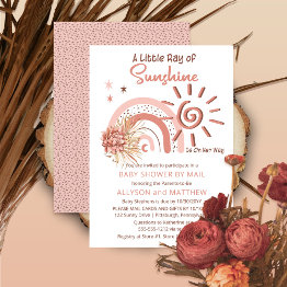 Small Boho A Ray Of Sunshine Girl Baby Shower By Mail Invitation Front View