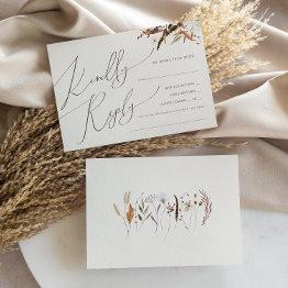 Small Boho Autumn | Beige Horizontal Menu Choice Rsvp Front View