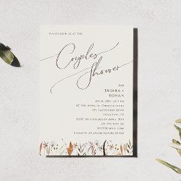 Small Boho Autumn Wildflower | Beige Couples Shower Invitation Front View