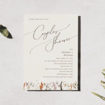boho autumn wildflower | beige couples shower invitation