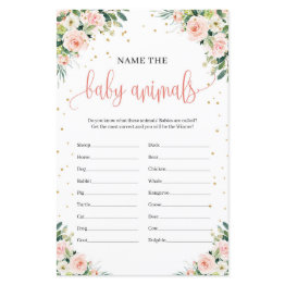 Small Boho Blush Pink Greenery Gold Baby Animals Game Front View